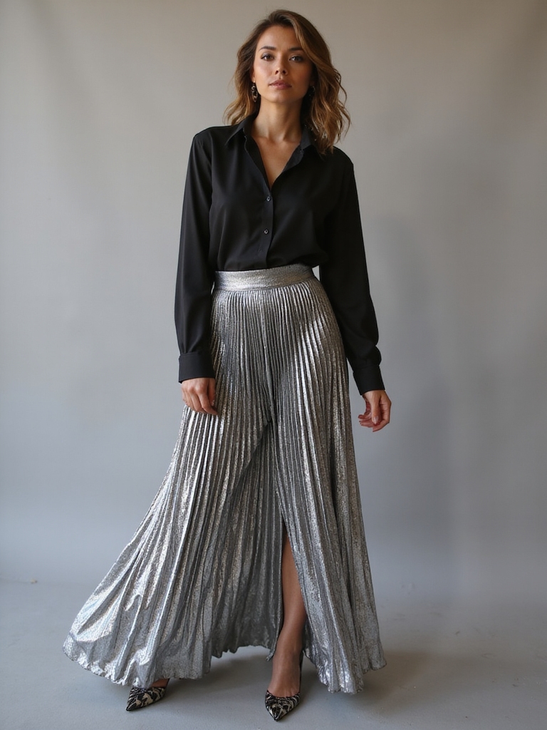 metallic skirts bold blouses