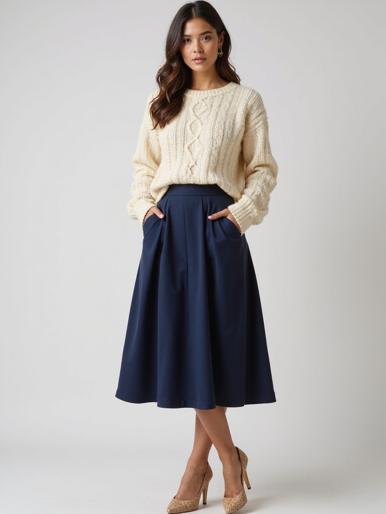 navy skirts cozy knit styling