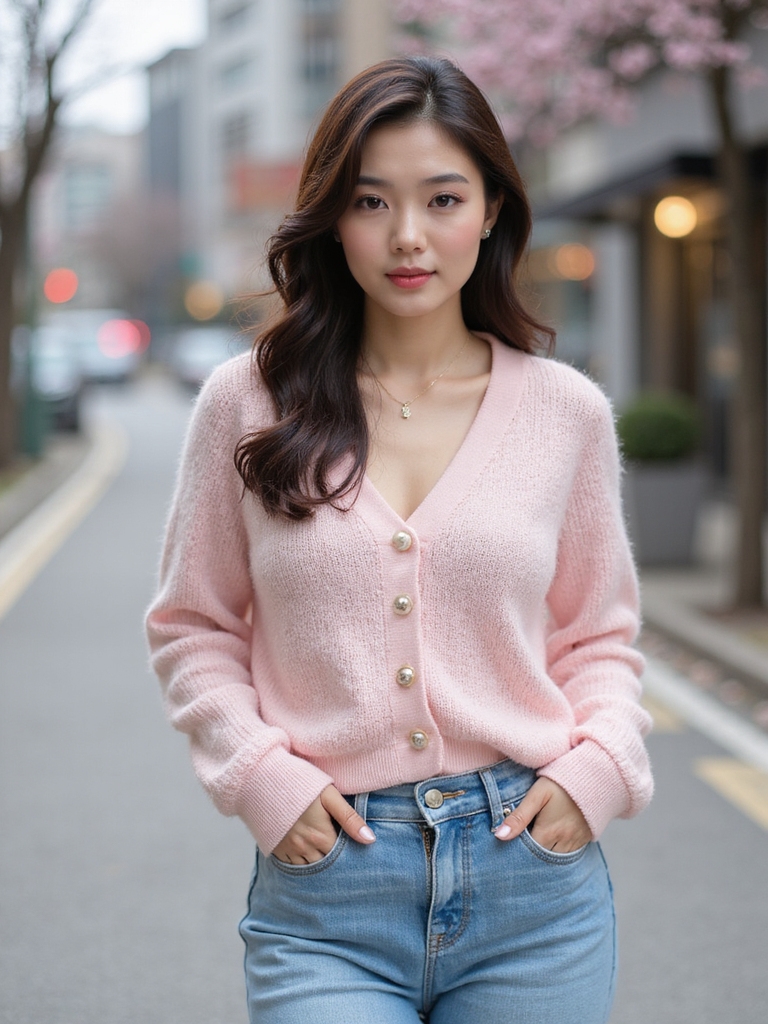 pastel cardigans and jeans