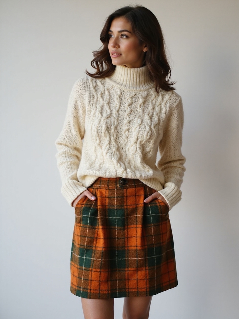 plaid skirts and cozy knits