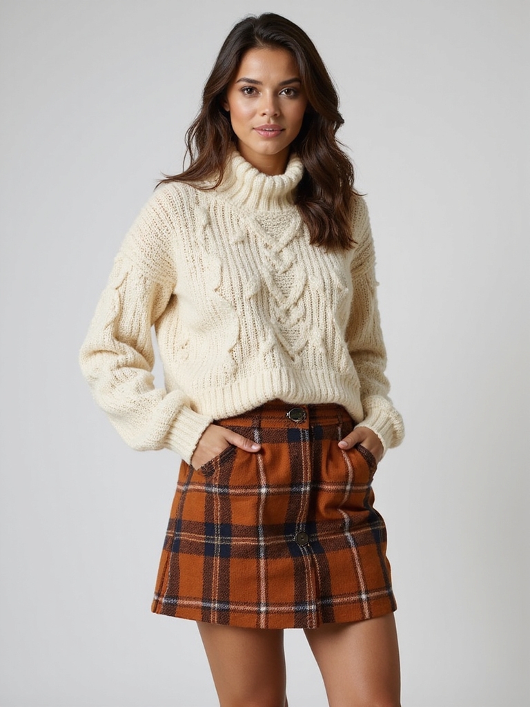 plaid skirts with sweaters