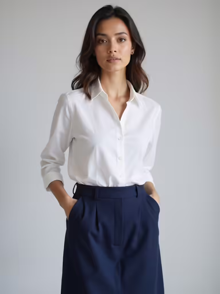 polished navy and white ensemble