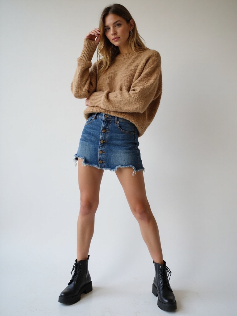 rebellious denim skirt style