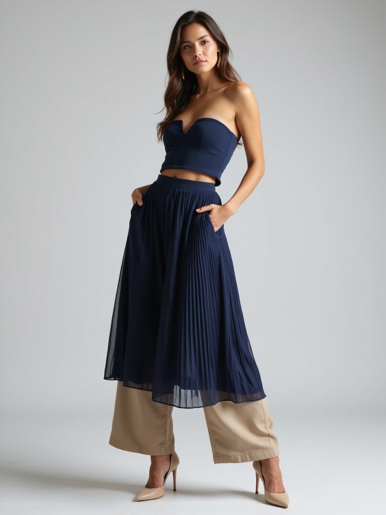 skirts layered over trousers