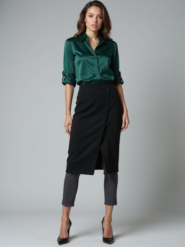 sleek layered pencil skirt