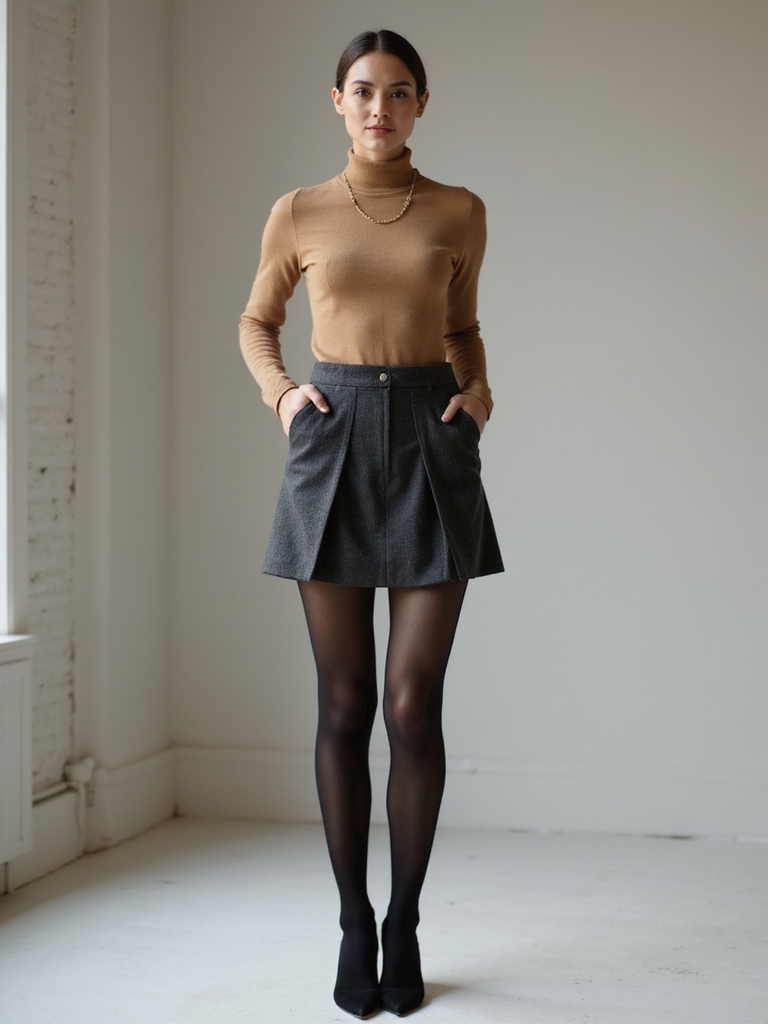 stylish fall mini skirt ensemble