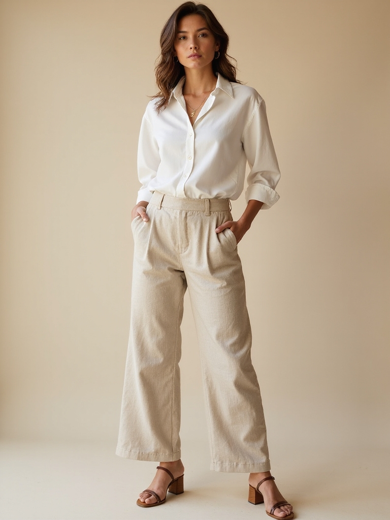 summer blouse and linen pants
