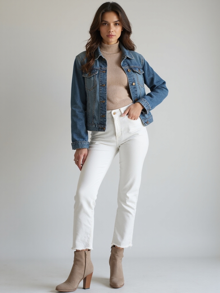 turtleneck and denim jacket