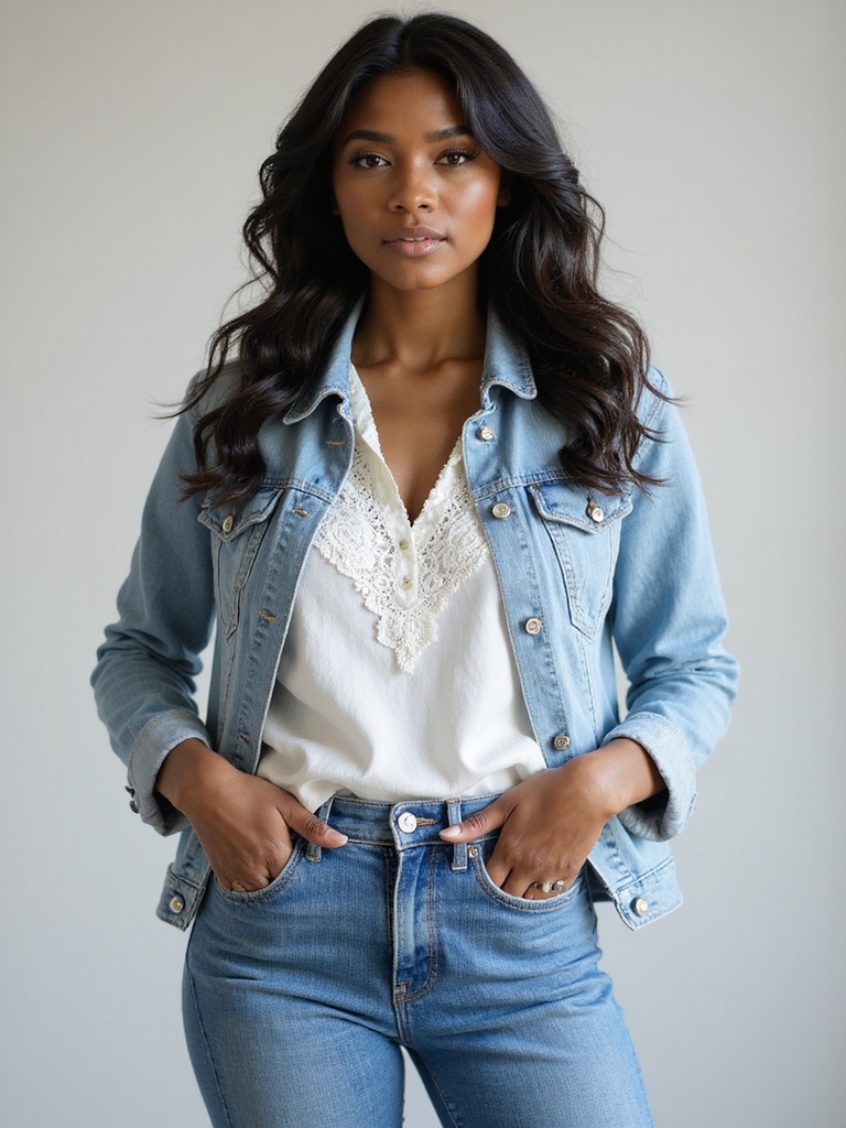 vibrant denim with accessories