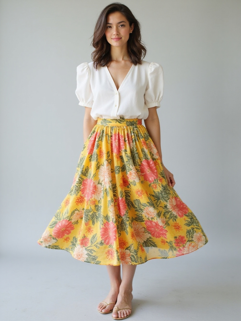 vibrant floral print skirts