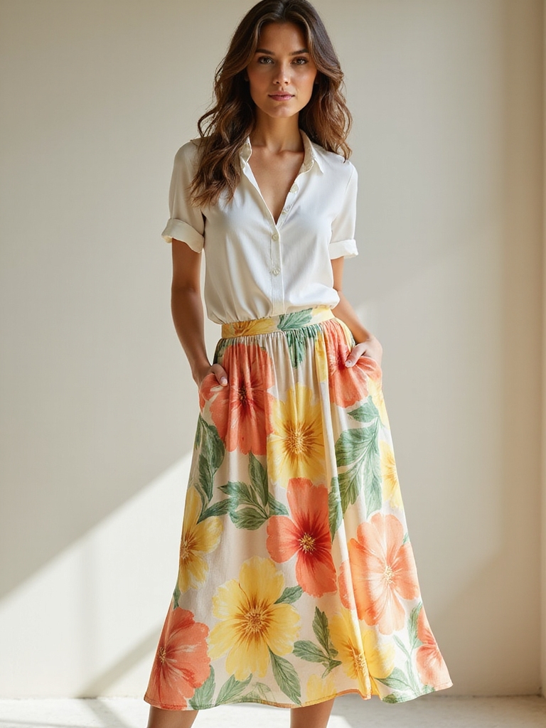 vibrant floral skirts ensemble