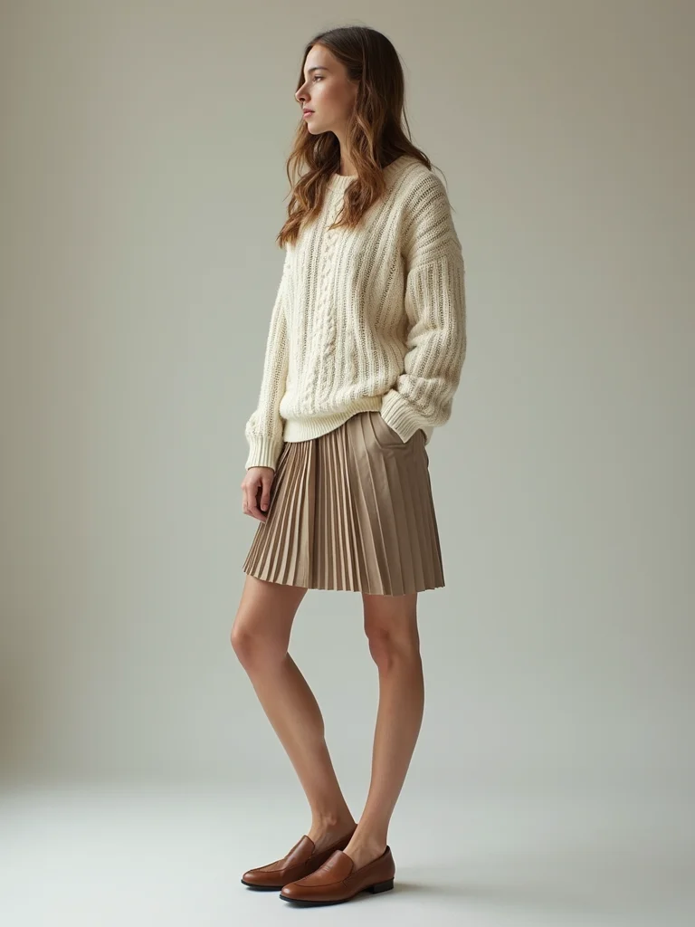 slouchy cable knit preppy ensemble