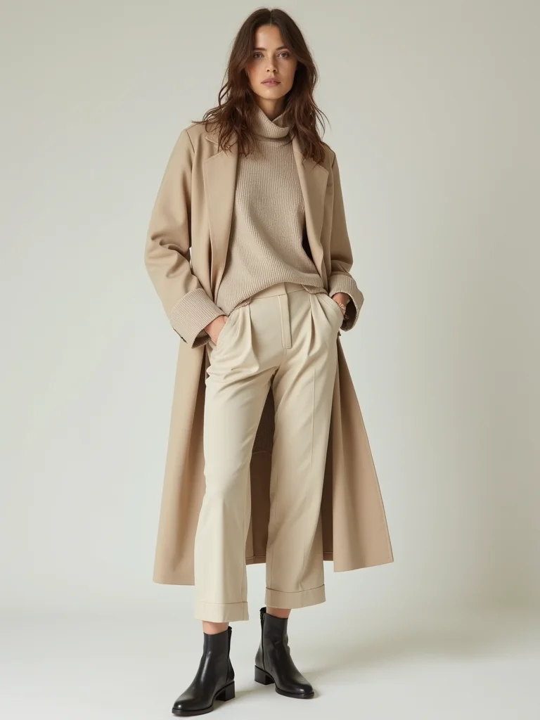 neutral tailored layered winter essentials