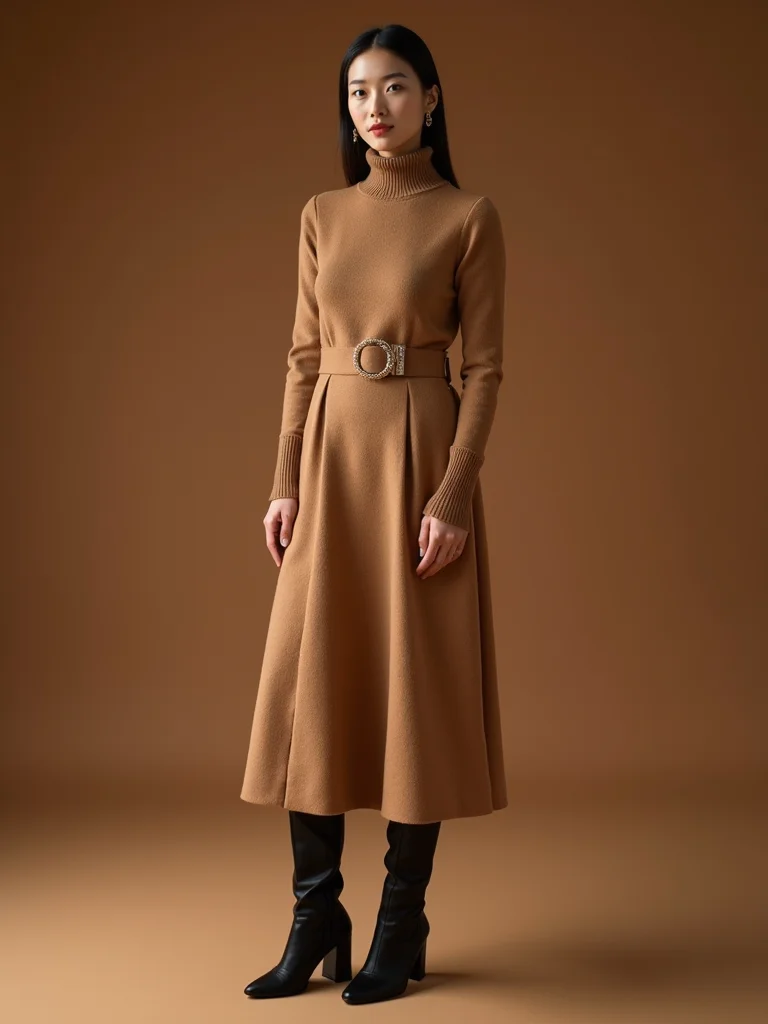 cashmere midi with boots