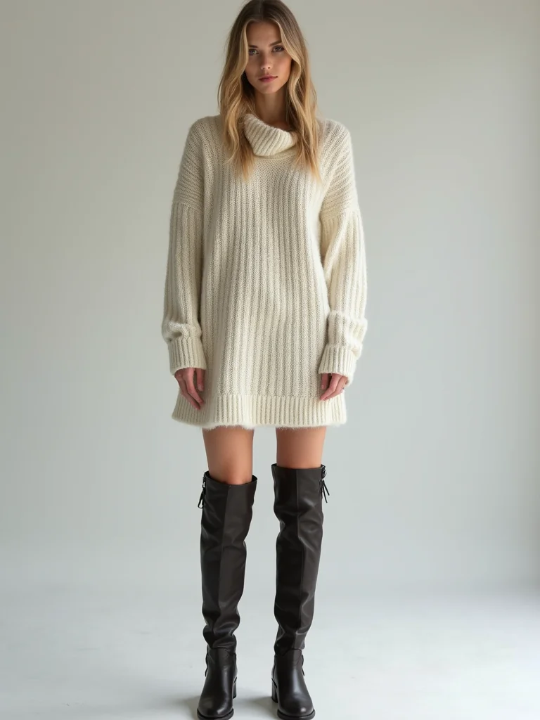 layered knit dress ensemble