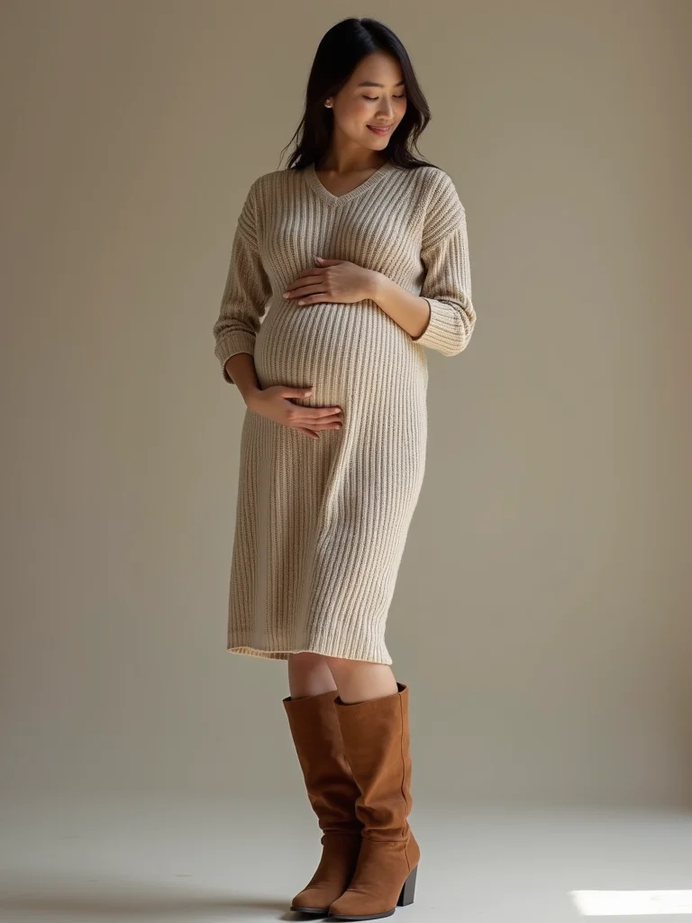 cozy ribbed maternity knitdress
