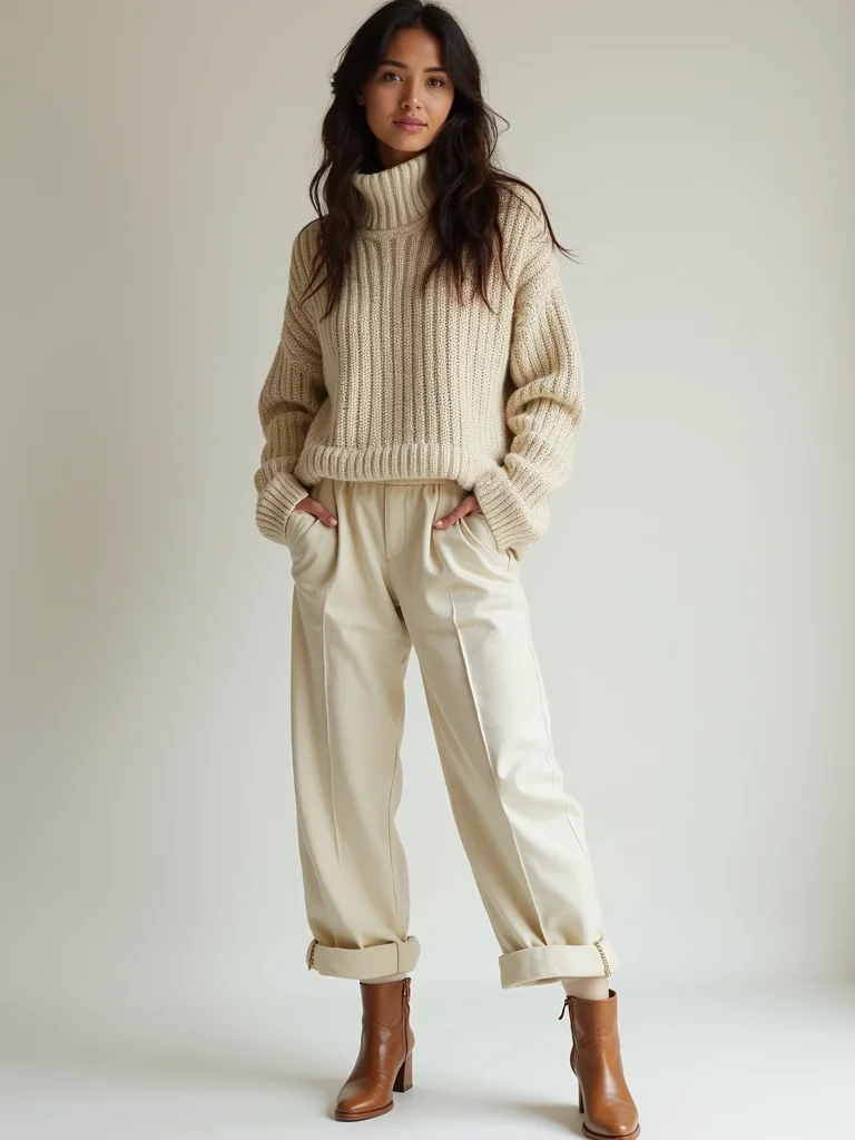 neutral textured cozy knitwear
