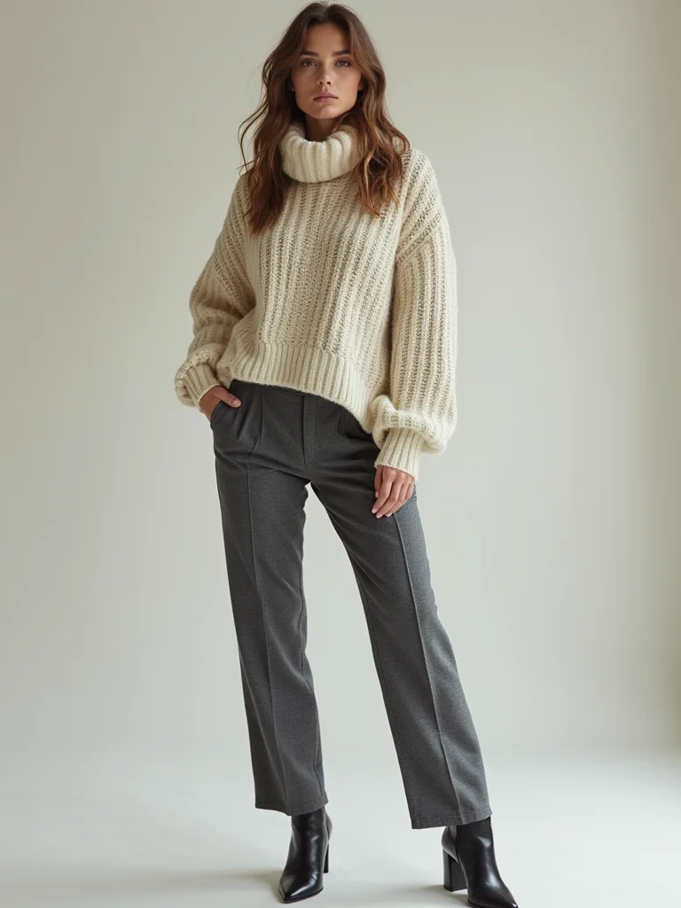 oversized knit tailored trousers