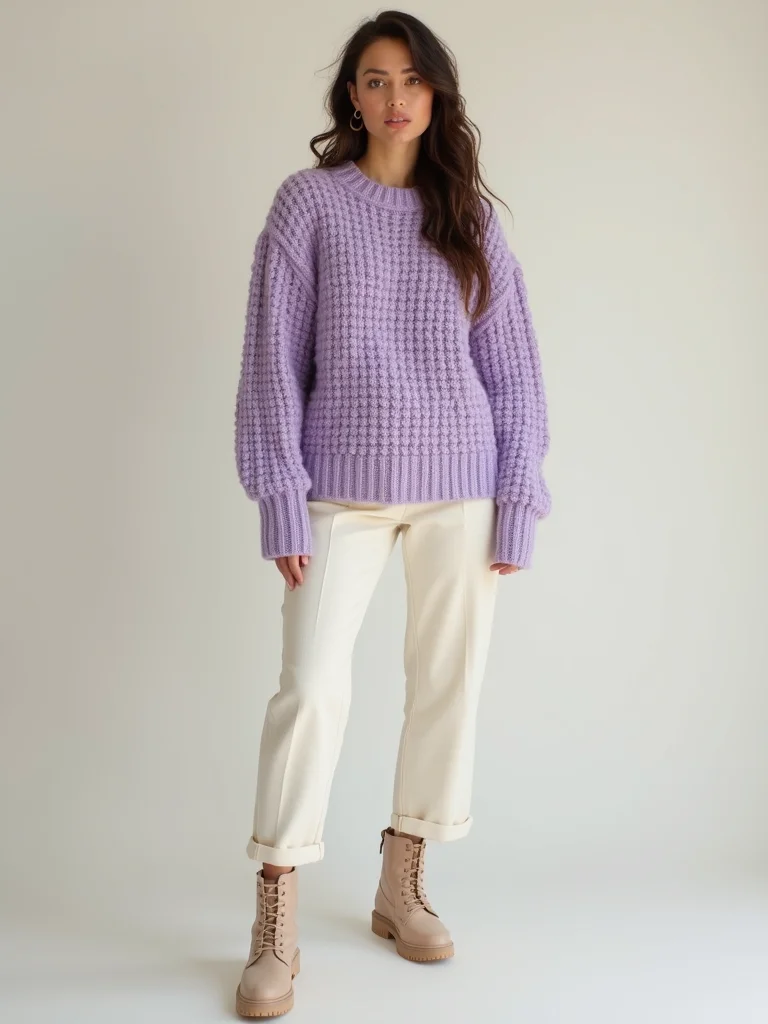 pastel chunky knitwear layering