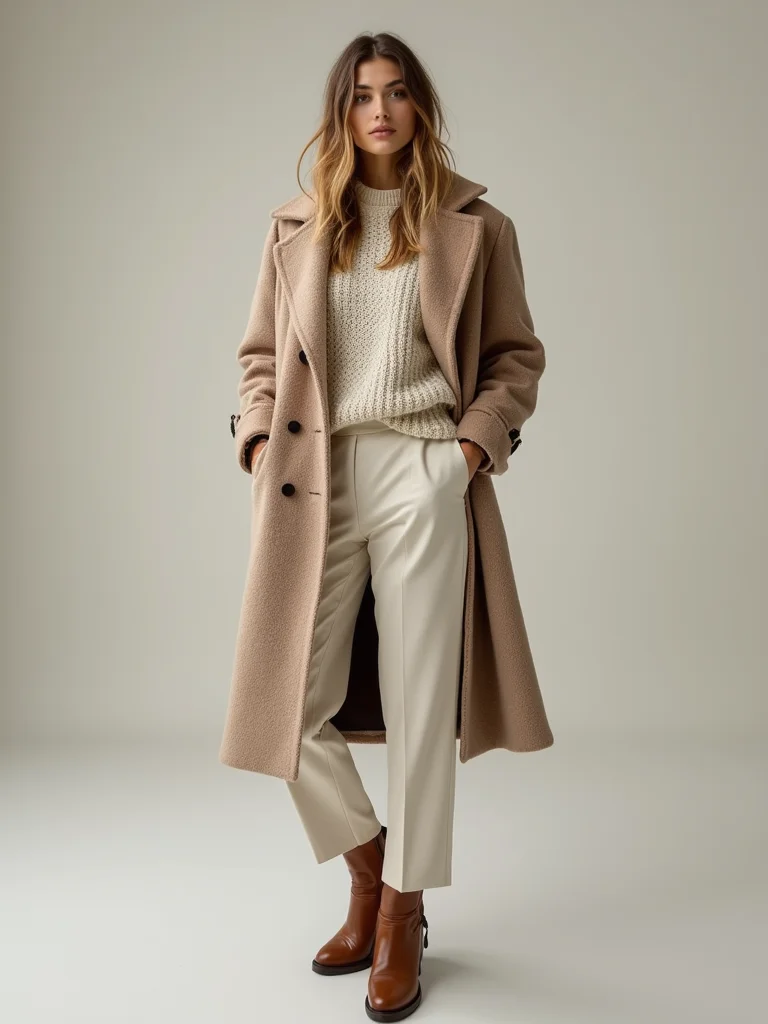 oversized sweater with tailored coat