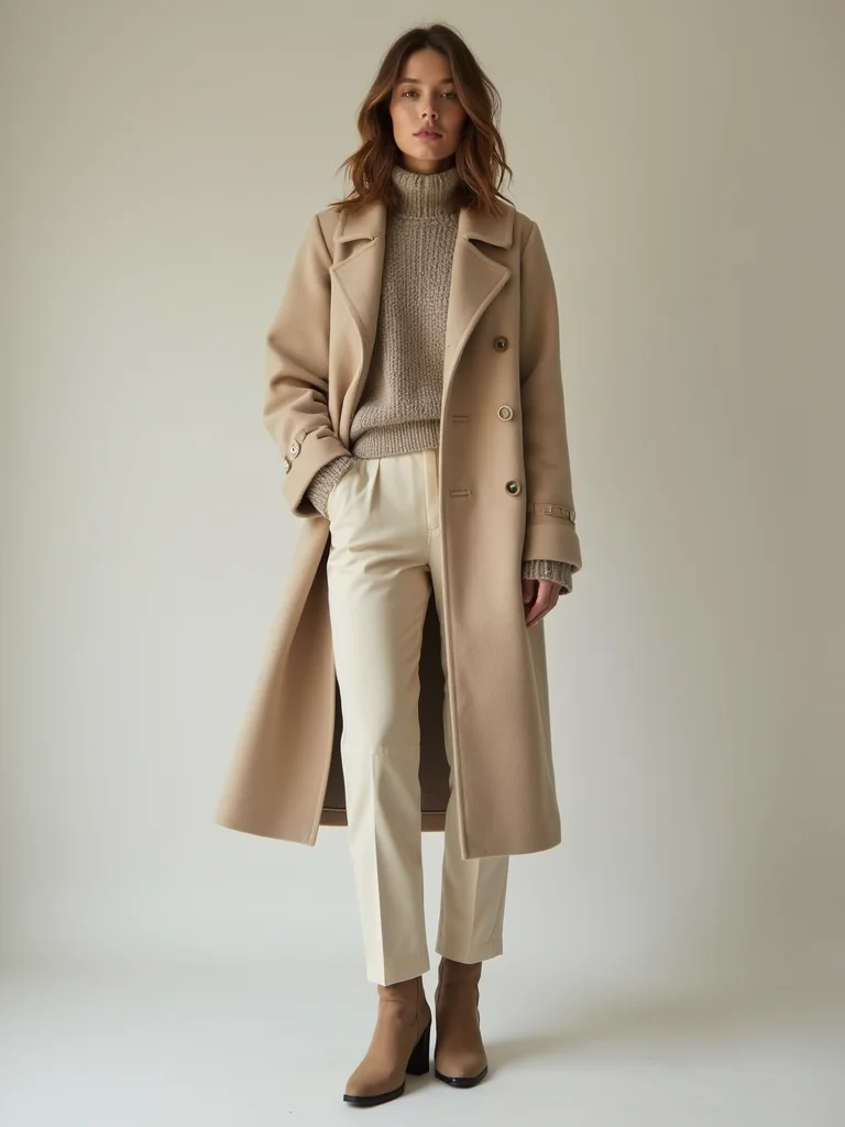 tailored neutral wool coat elegance