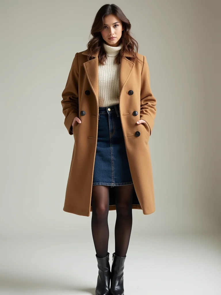 a line skirt with coat