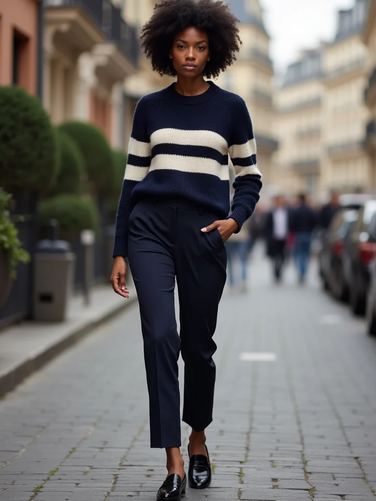 navy cream breton with trousers