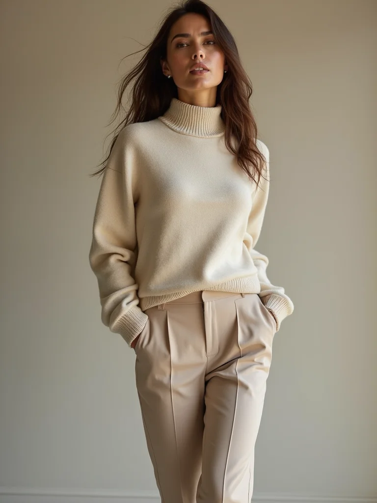 soft neutral layered cashmere elegance