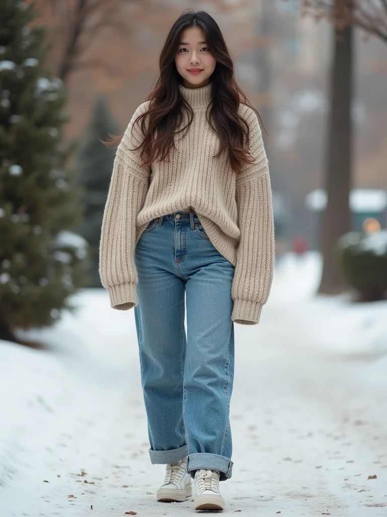 chunky sweater tucked jeans