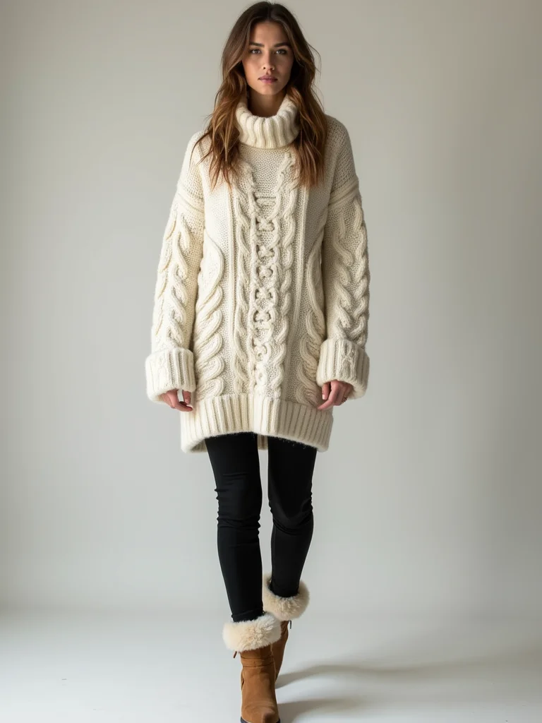 chunky knit sleek leggings