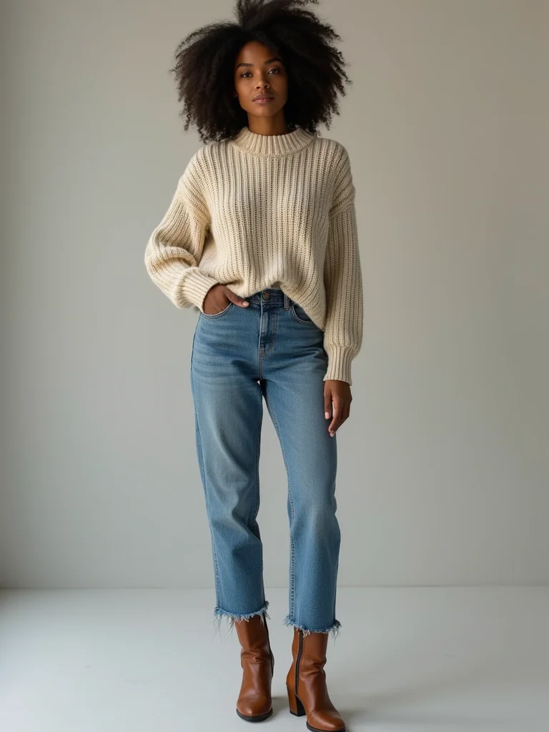 chunky knit jeans boots