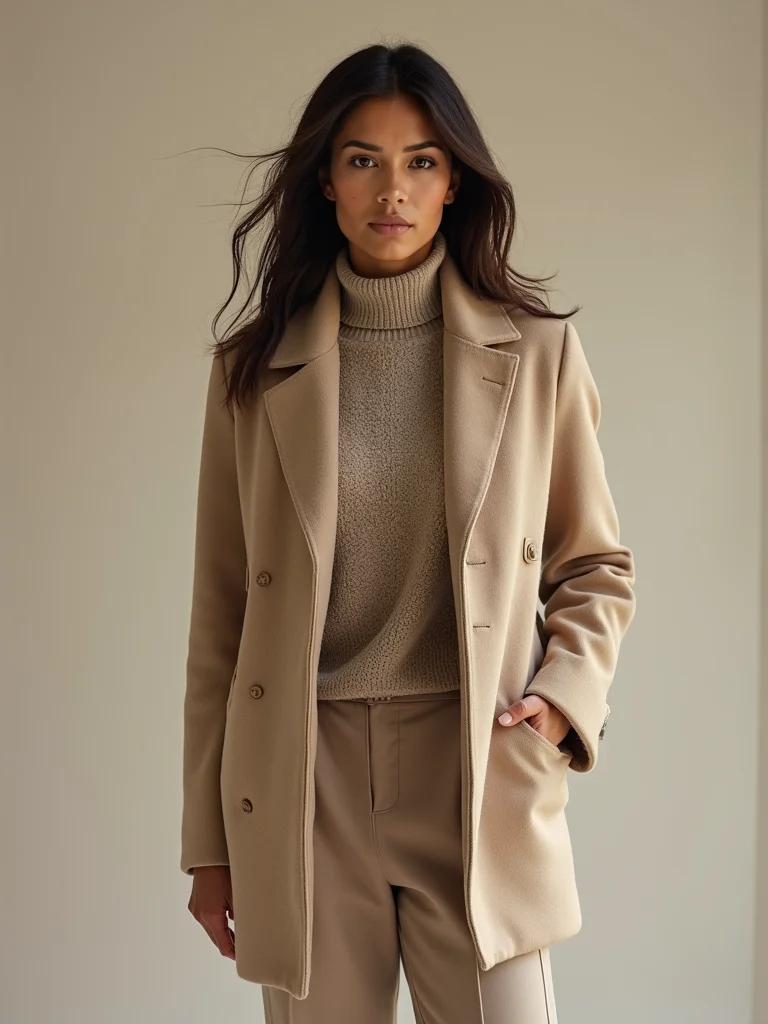 streamlined neutral textured winter layering