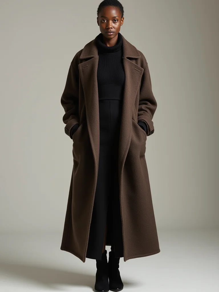 maxi dress with wool coat
