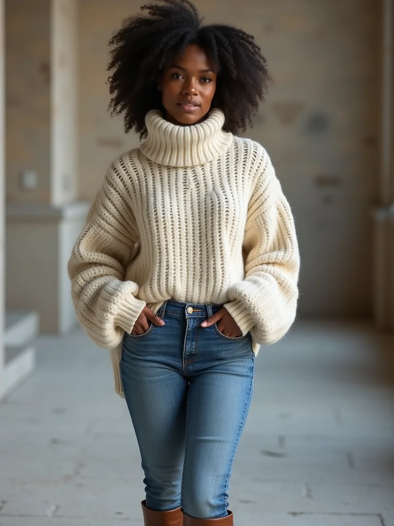 chunky oversized turtleneck styling