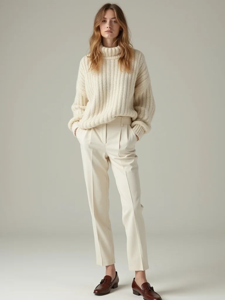 oversized sweater with trousers