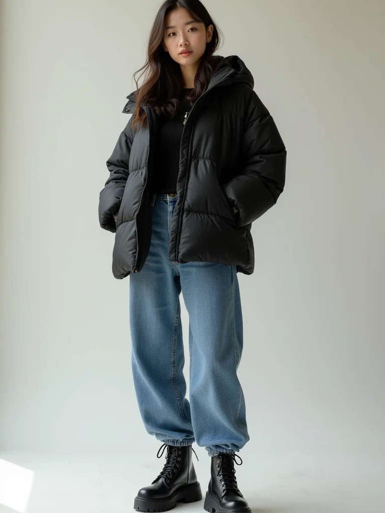 cropped puffer chunky boots