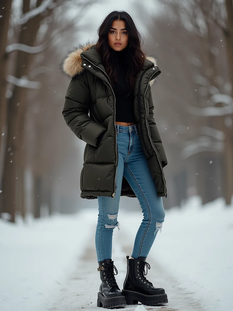 quilted puffer with platforms