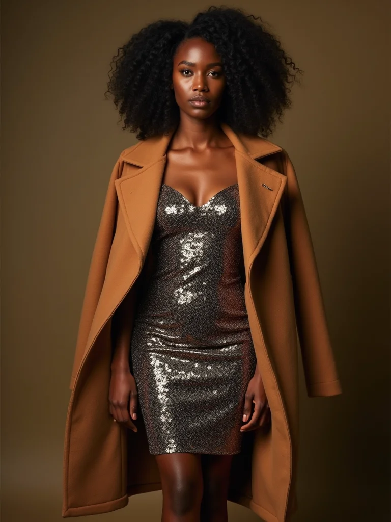 sequined bodycon with coat