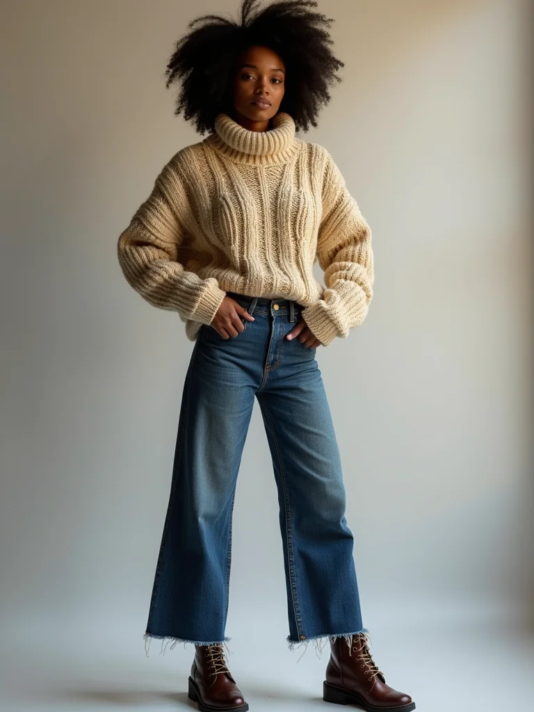 chunky sweater straight jeans