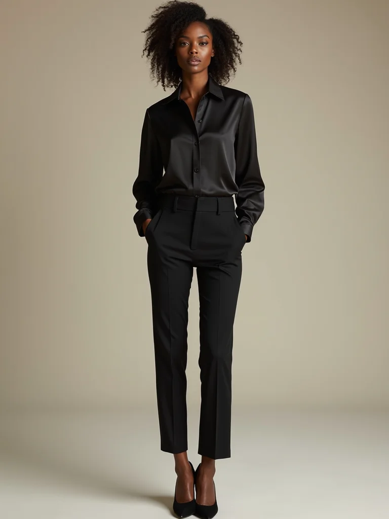 fitted wool trousers with silk