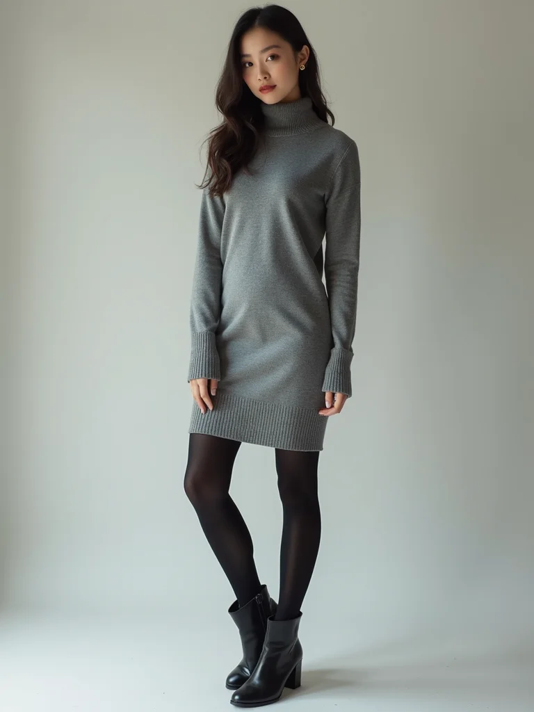fitted turtleneck dress ensemble