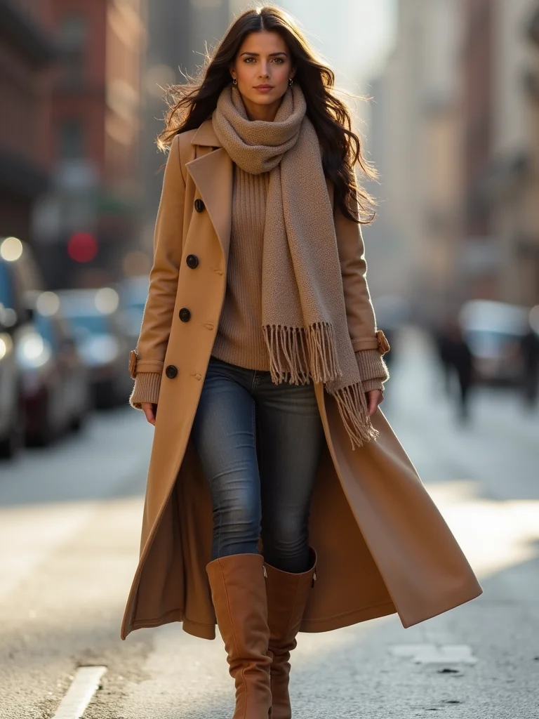 layered camel tones scarf