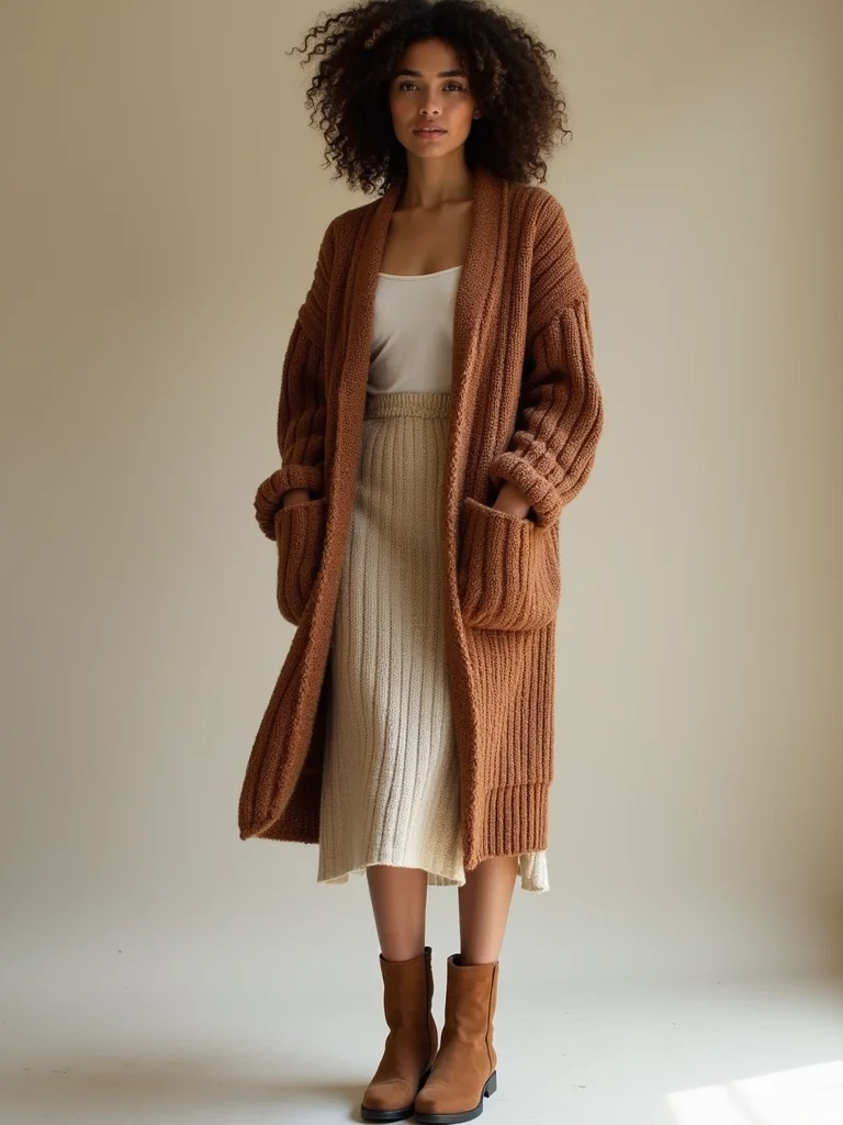 chunky cardigan midi ensemble