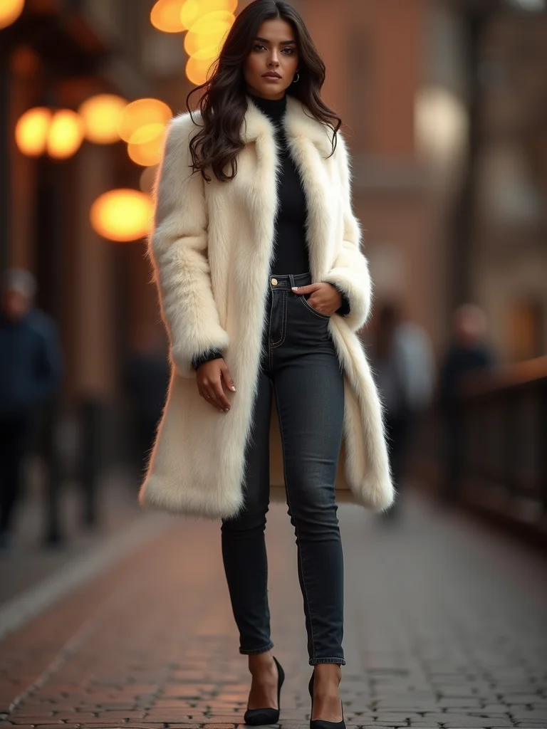 faux fur coat ensemble
