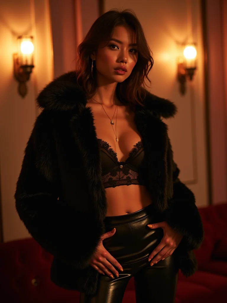 faux fur trimmed luxe clubwear