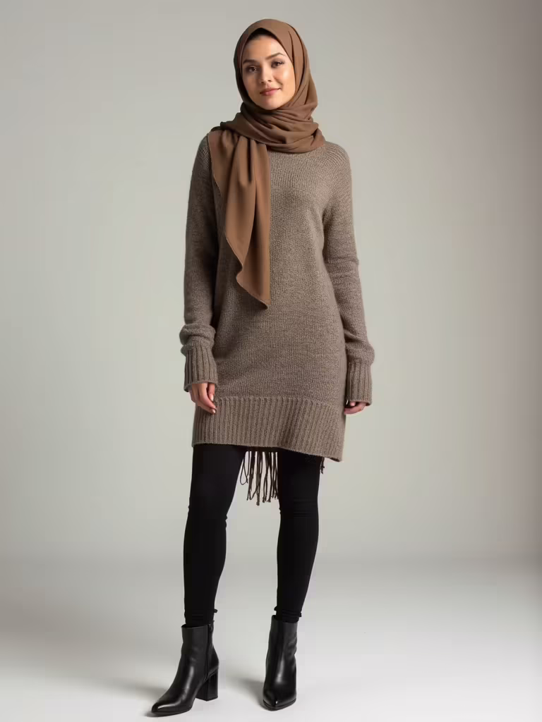 layered modest knit styling