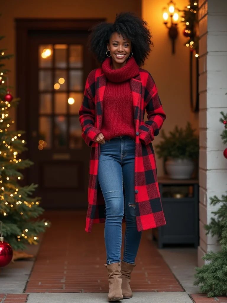 coordinated cozy plaid family layers