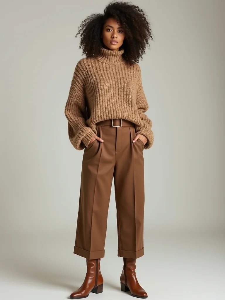 chunky sweater tailored wide leg
