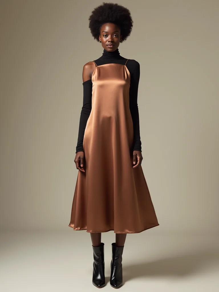streamlined layered slip dress ensemble