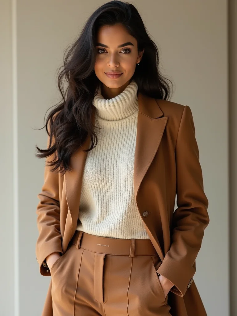 structured blazer over knitwear